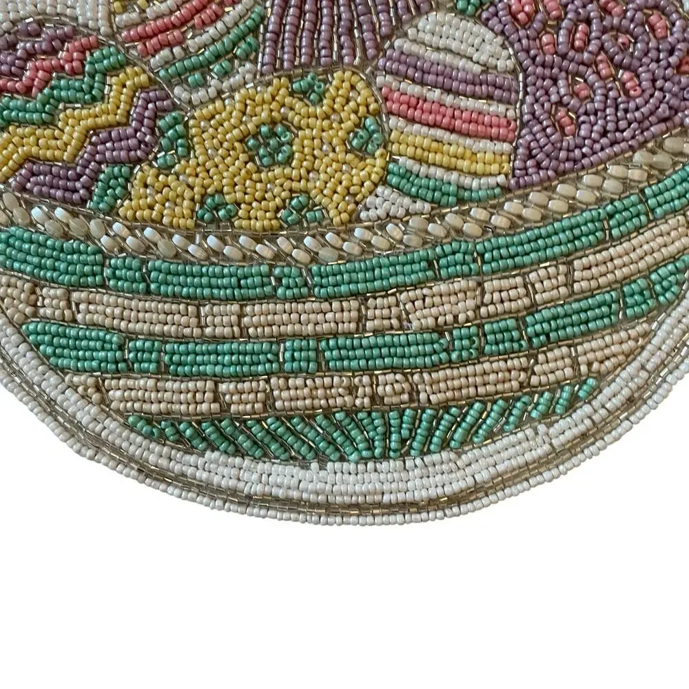 Tahari Home Easter Egg Basket Beaded Placemat 15in Spring Pastel New